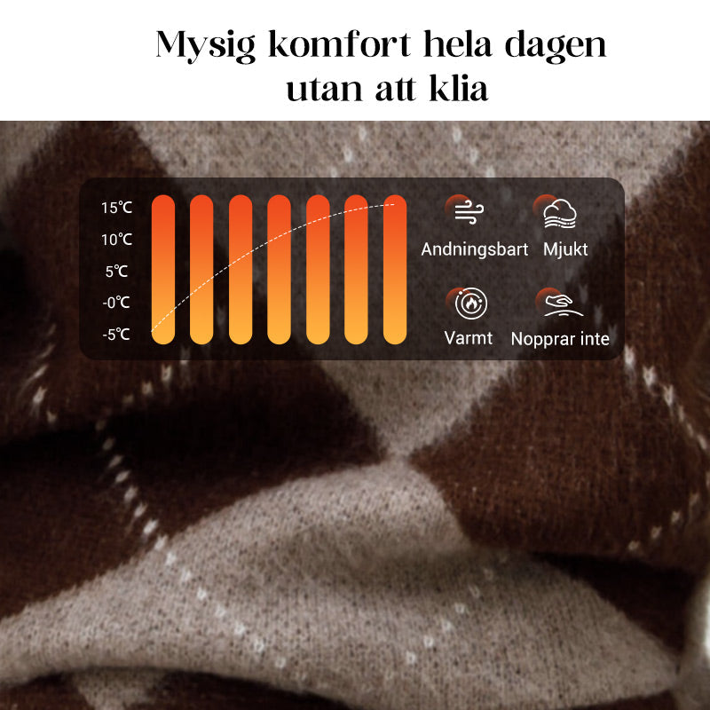 Damset med diamantmönster och stickad tröja och kjol, 2 delar