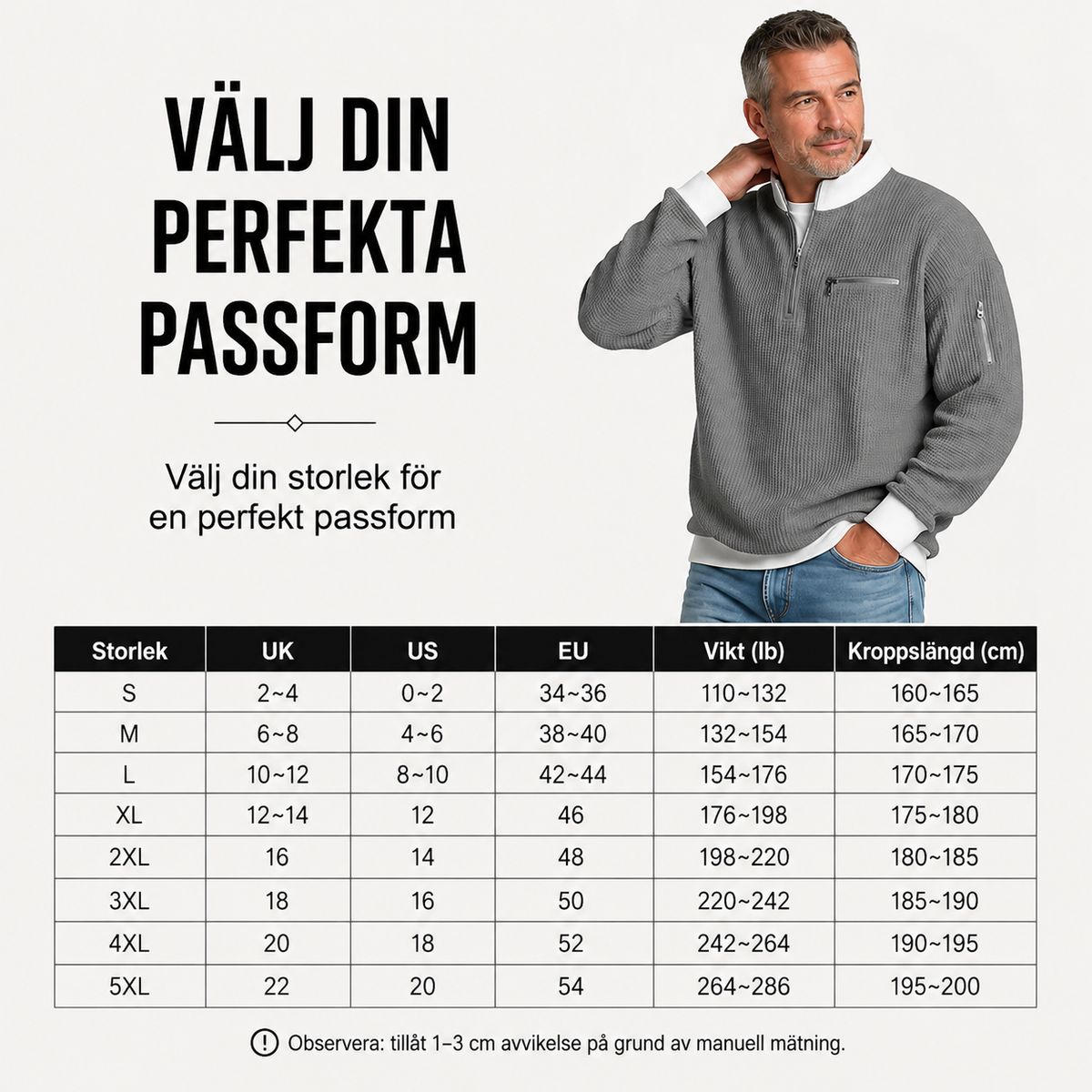 👕Premium Våffelkofta för Män – Med 1/4 Dragkedja, Andningsbar & Modern Silhuett