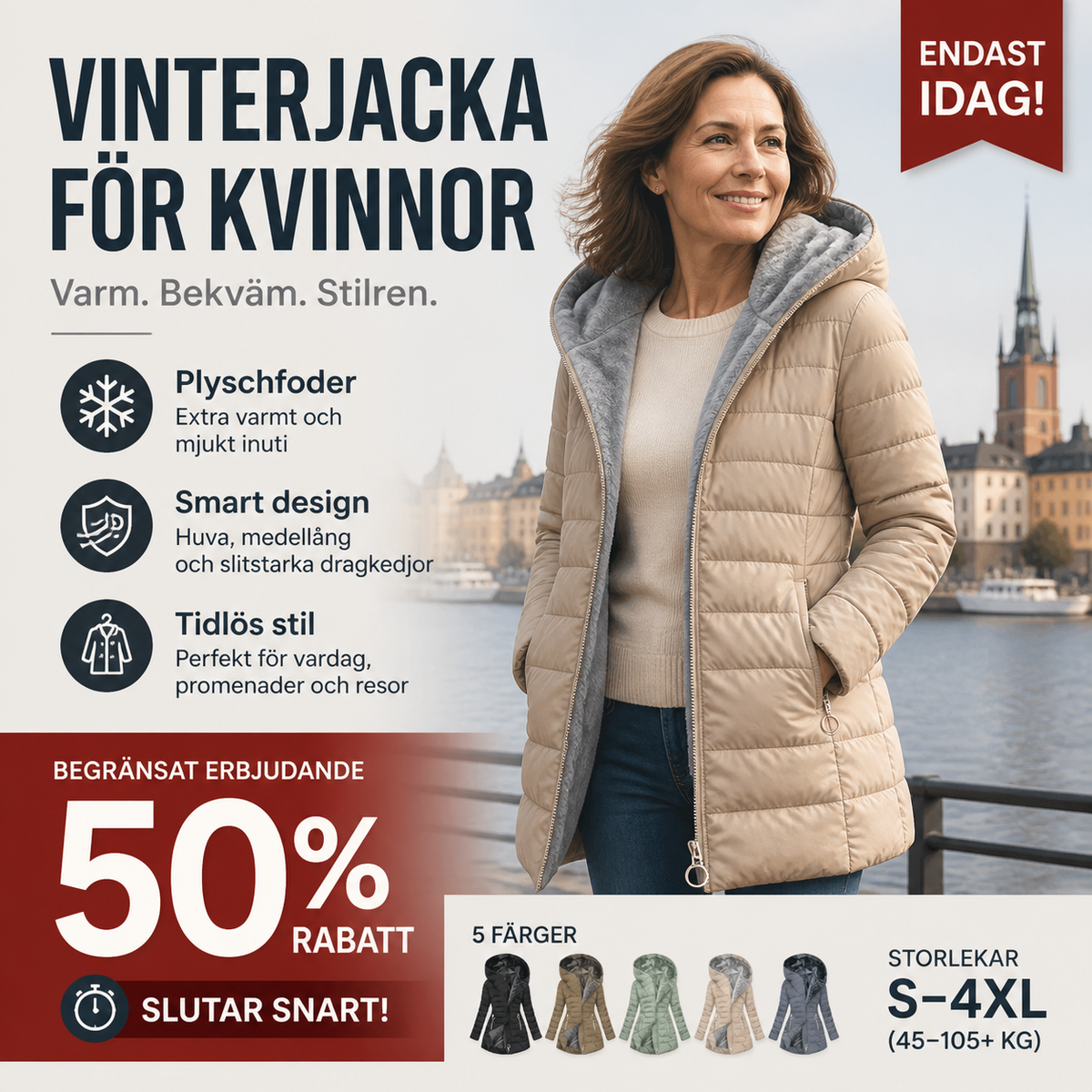 ✈️Fri frakt❄️ FÖRBEREDELSER INFÖR VINTERN 🧥 Termisk vinterjacka med huva för damer ✨ Varm, bekväm och perfekt för kalla dagar