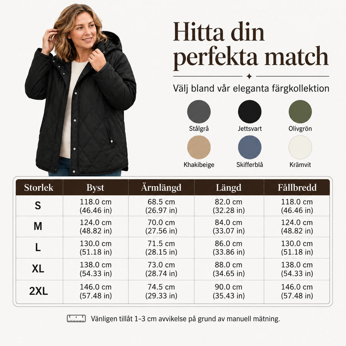❄️Vinterjackor med huva och diamantmönstrad quiltning för damer
