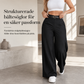 Casualbyxor för damer med hög midja, vida ben och skräddarsydd passform med ett flödande fall