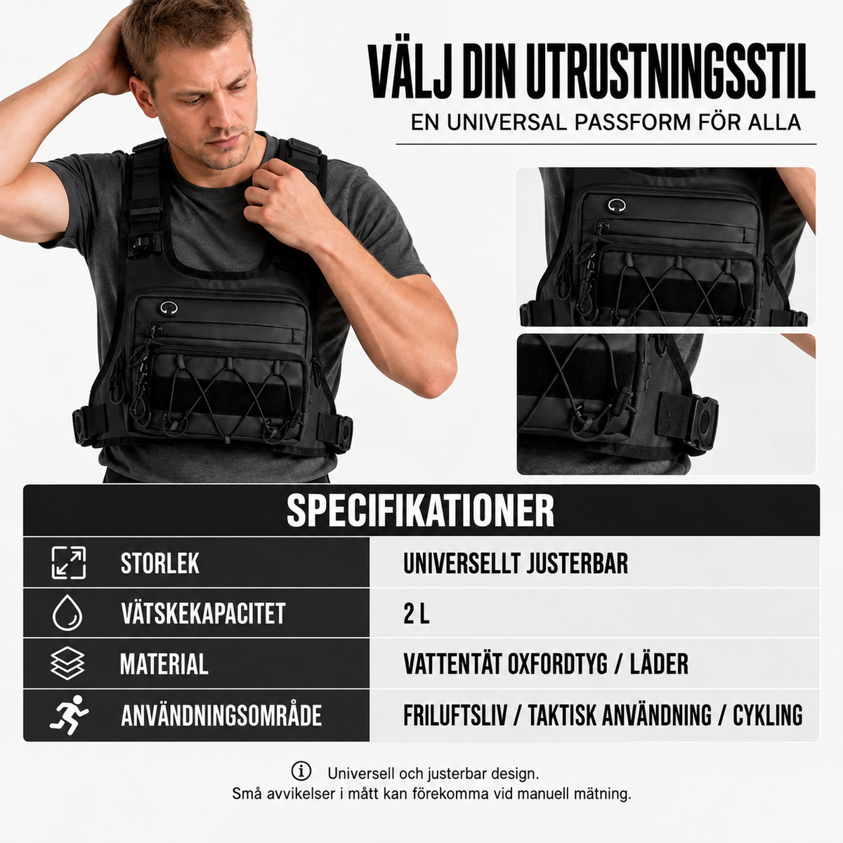 🔥Supererbjudande: 50 % rabatt🔥 Cykelväst med förvaring fram och bak för herrar – förberedd för vätskesystem, 3 l förvaring, ventilerande mesh 🏃