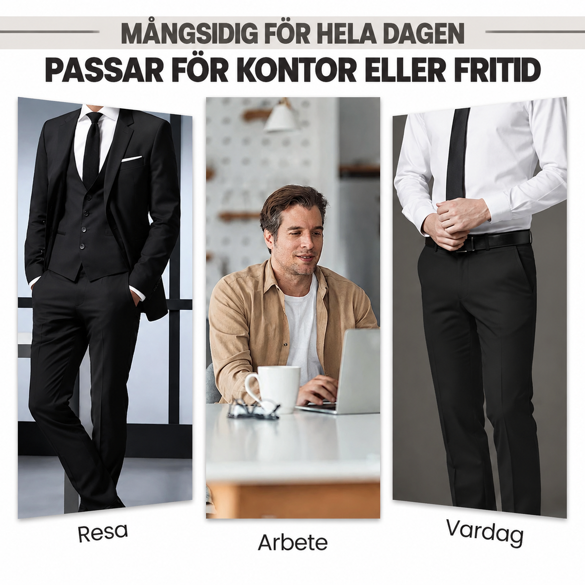 Herrbyxor med klassisk passform – lätta, stretchiga och avslappnade