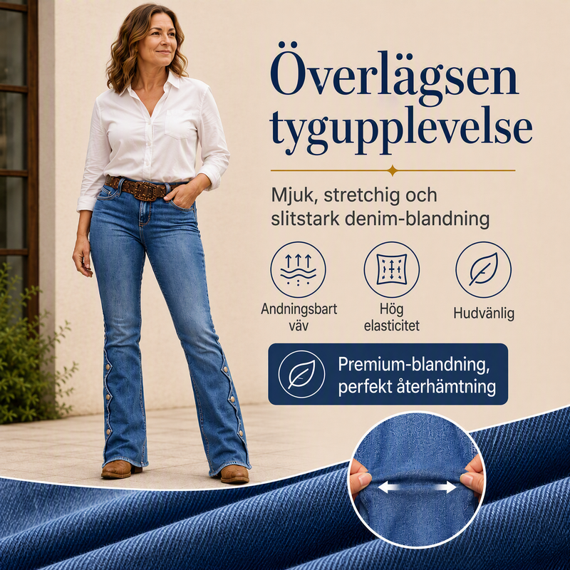 🔥50% rabatt!⏰Sista dagen på rean 💃Damernas högmidjade slitna bootcut-jeans
