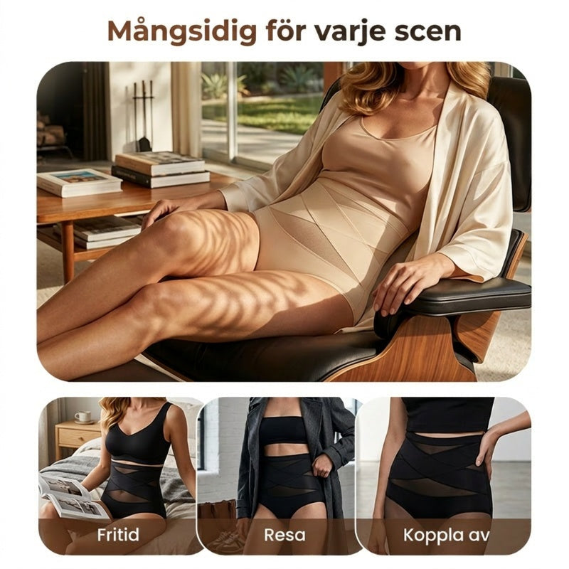 🌸 Sista dagen – Köp 2, få 1 förpackningar ✨ Plus-size högmidjade trosa med korsande magkontroll
