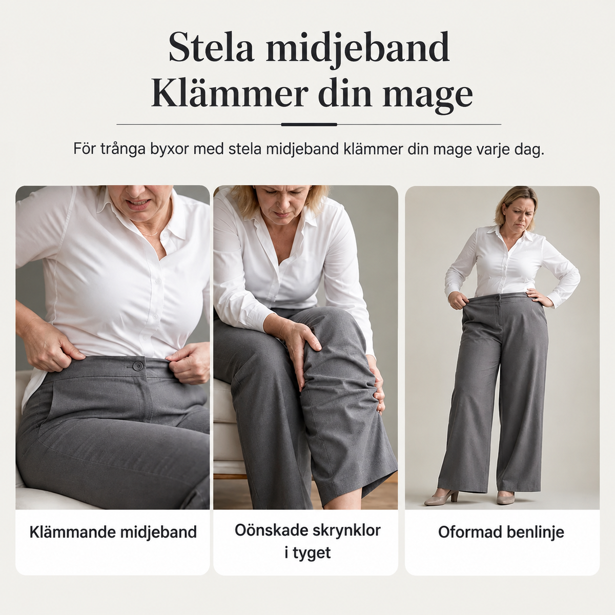 Casualbyxor för damer med hög midja, vida ben och skräddarsydd passform med ett flödande fall