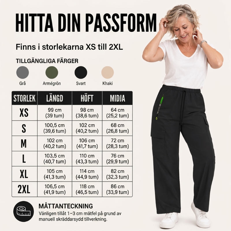 👖 BEGRÄNSAD TID: 50 % RABATT! 💥 Vintage-cargobyxor för dam med fickor – lös passform, andningsbara, justerbar midja ✨
