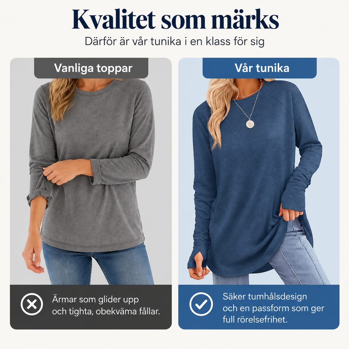 👚🌸 Bästsäljare – avslappnad långärmad topp för damer med rund halsringning