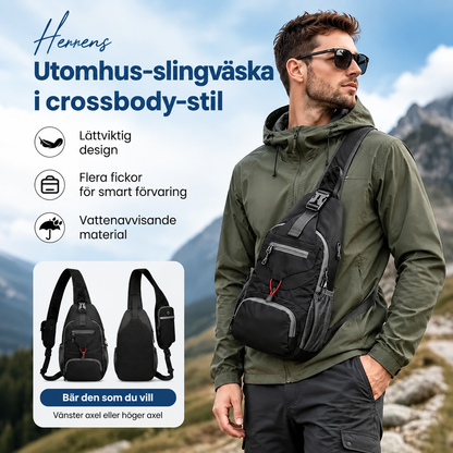 🎒 50 % RABATT! ✨ Slingväska för män – flera fickor, vattenavvisande, ventilerande rygg 🌦️