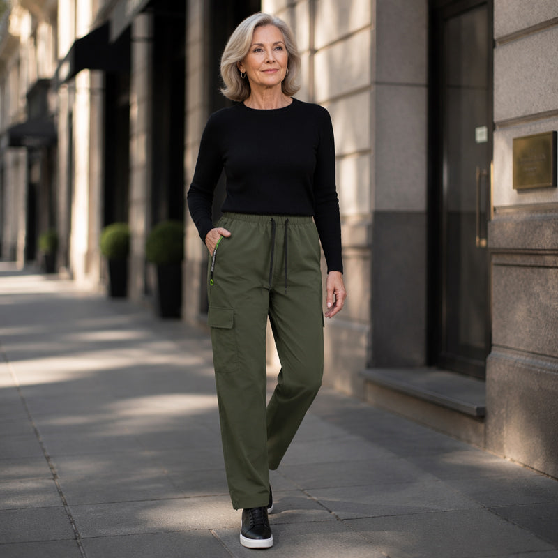 👖 BEGRÄNSAD TID: 50 % RABATT! 💥 Vintage-cargobyxor för dam med fickor – lös passform, andningsbara, justerbar midja ✨