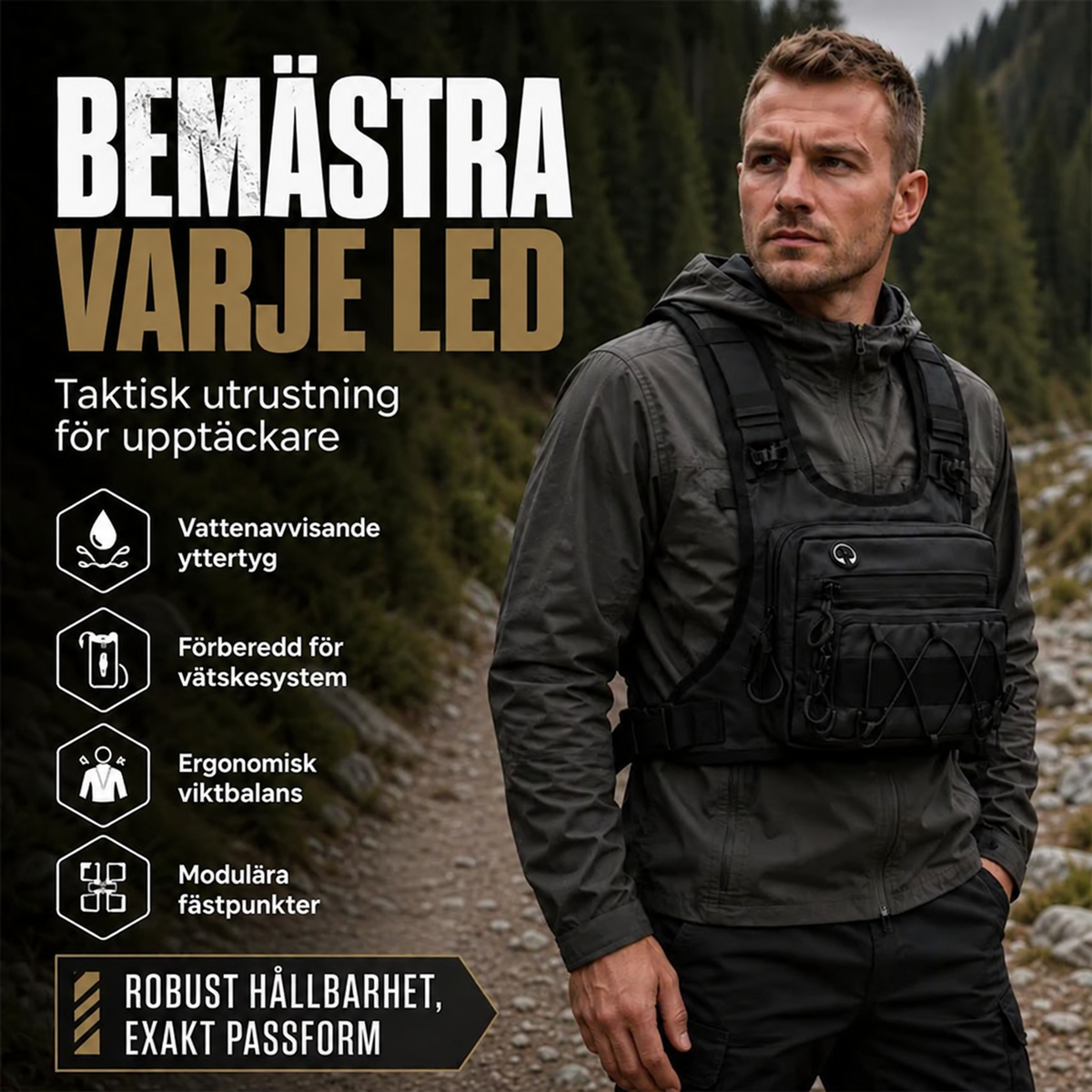 🔥Supererbjudande: 50 % rabatt🔥 Cykelväst med förvaring fram och bak för herrar – förberedd för vätskesystem, 3 l förvaring, ventilerande mesh 🏃