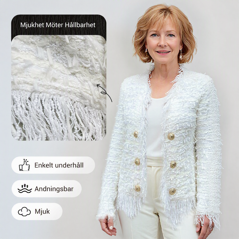 💜Begränsat antal i lager – 50 % rabatt 💜 Kort damkappa med knappar och tofsar