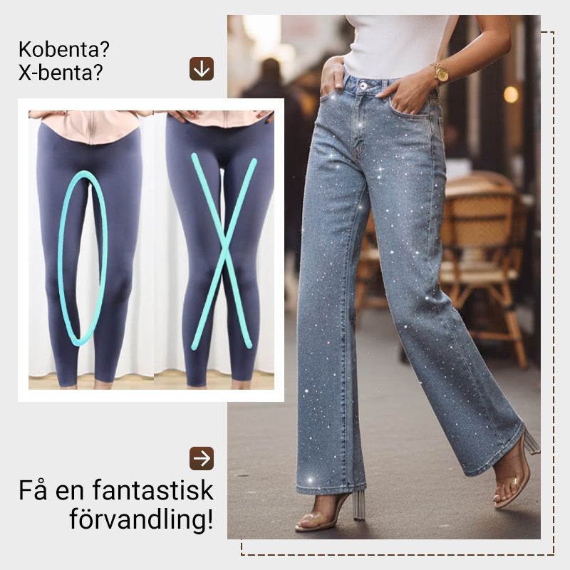 🔥Jeans med strassdetaljer och raka ben