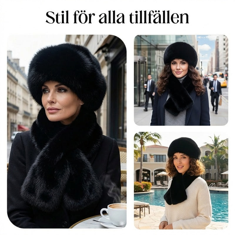 🔥 VINTERSÄLJ 50% RABATT! ❄️ Fluffig Pälskeps – Varm Vinterkeps + Gratis Matchande Halsduk (Endast 7 Kvar) ⏰
