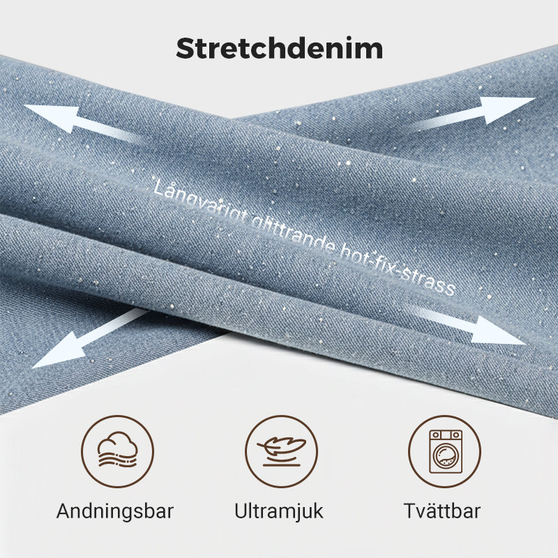 🔥Jeans med strassdetaljer och raka ben