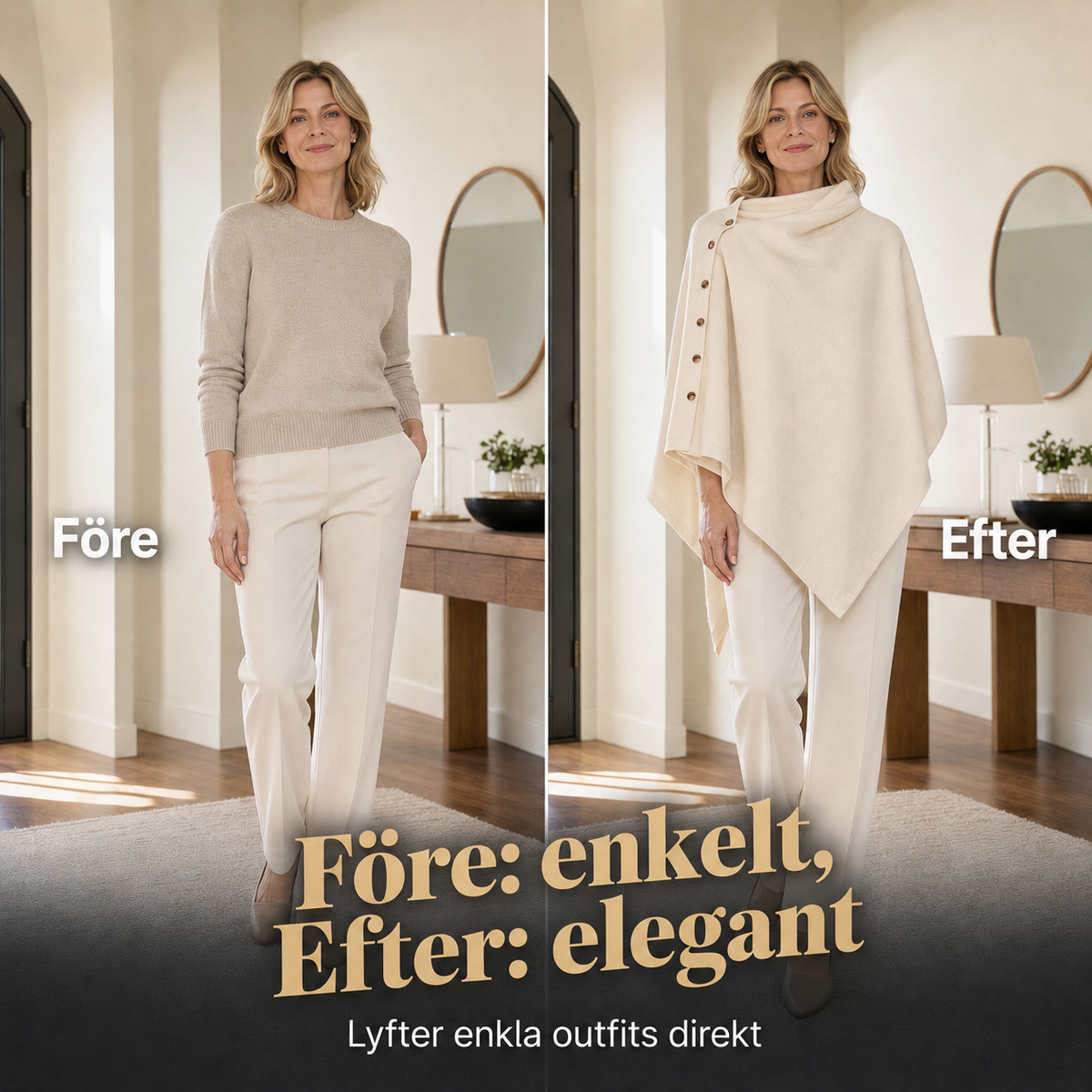 Nya ankomster📦🍂Stilfull poncho med sidoknappar för kvinnor