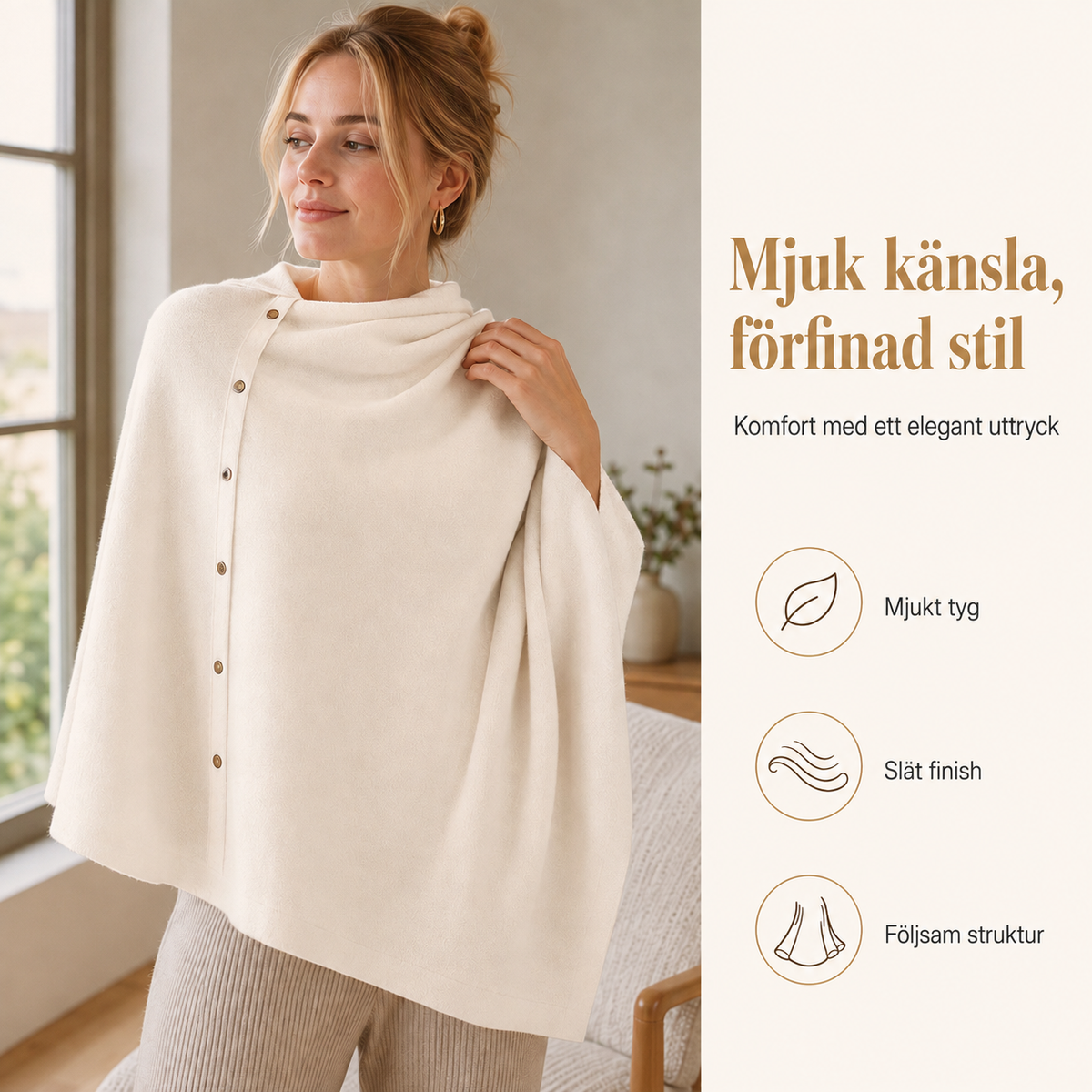 Nya ankomster📦🍂Stilfull poncho med sidoknappar för kvinnor