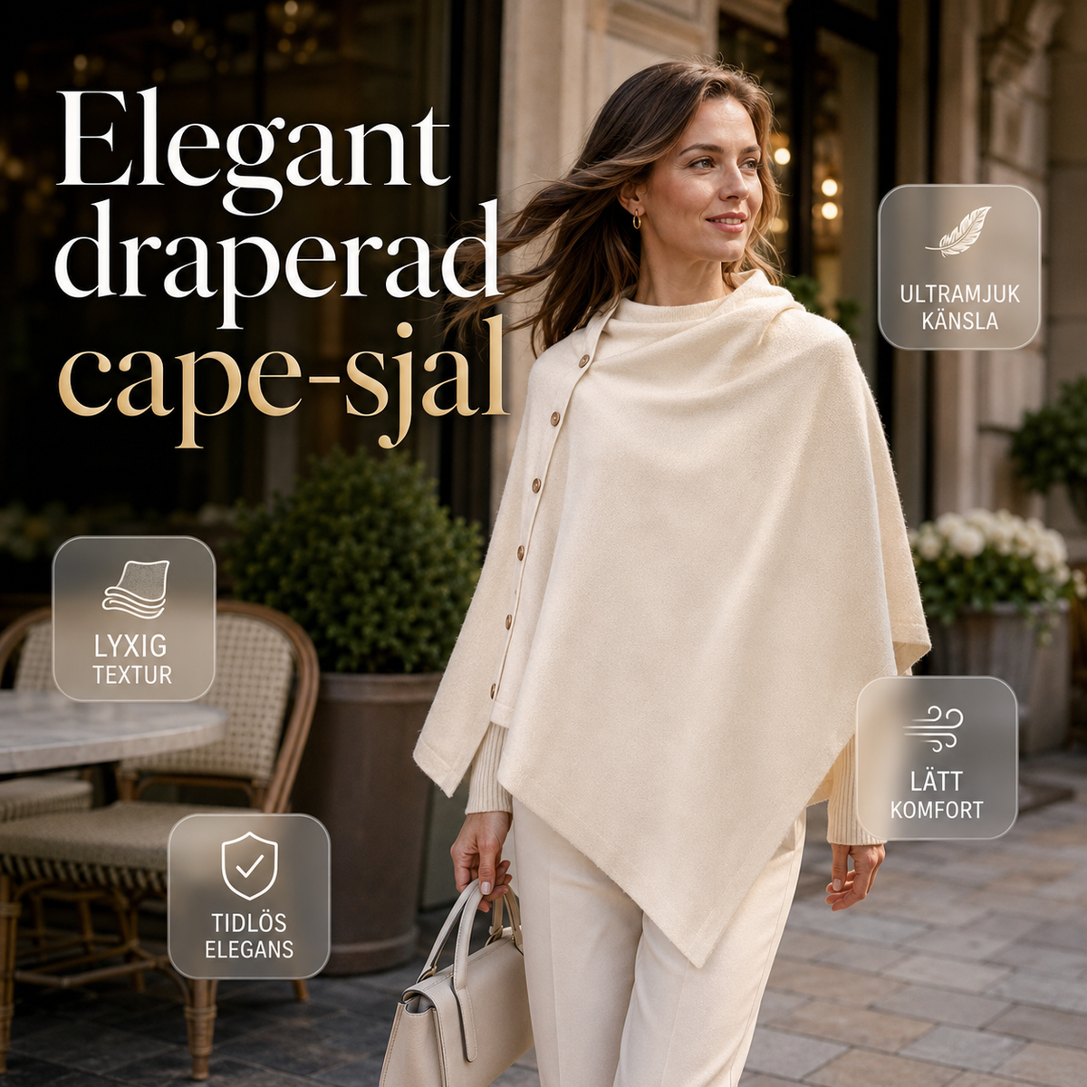 Nya ankomster📦🍂Stilfull poncho med sidoknappar för kvinnor