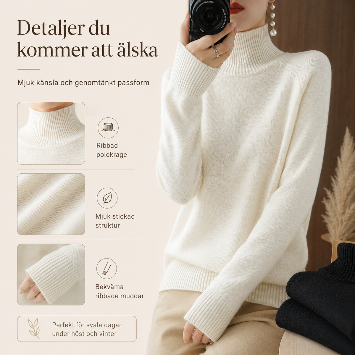 🍂Nya höstnyheter|Mjuk Stickad Polotröja för Dam – Elegant Varm Tröja för Höst & Vinter