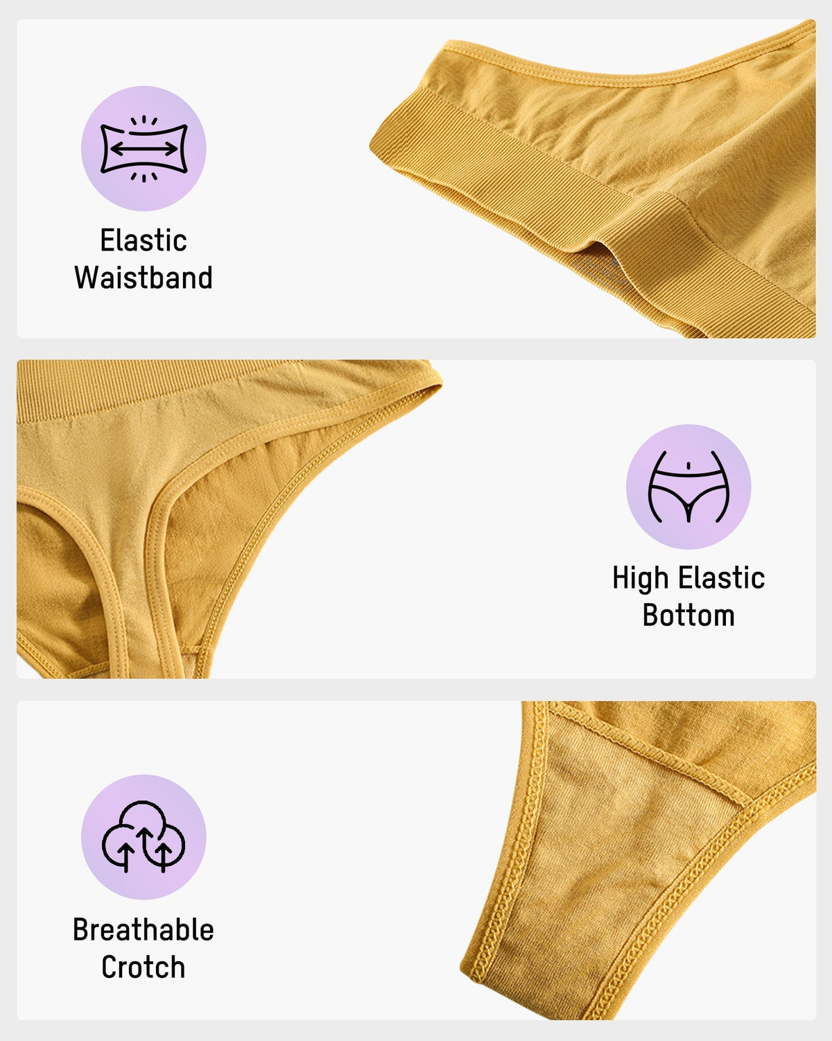 Komfort Sömlösa Sport Thong Trosor Multipack