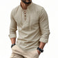 🔥HOT SALE🔥Men's Vintage V-neck T-shirt Linen Pirate Medieval Viking Gothic Tops Shirts Long Sleeved