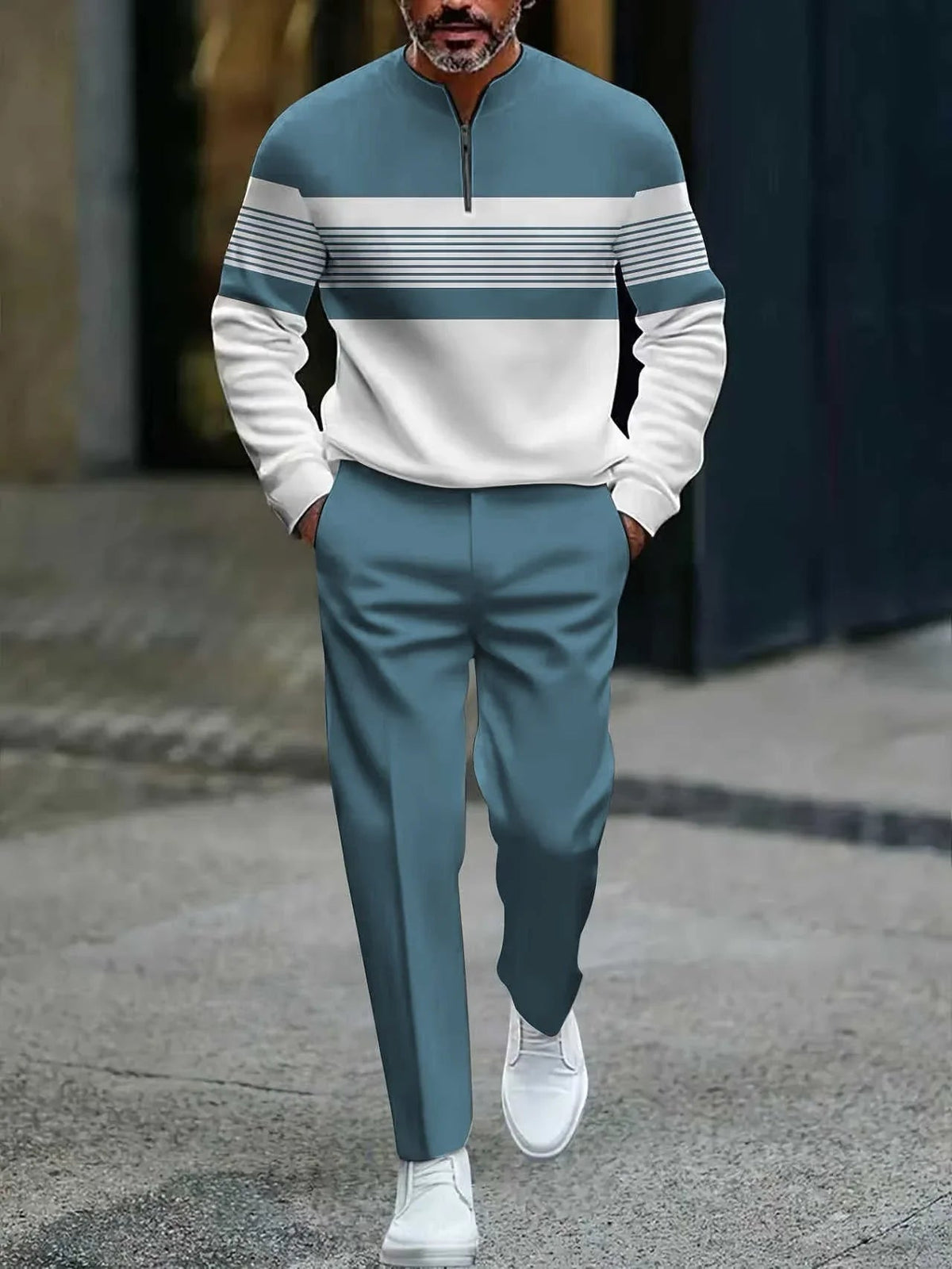 ⏰🔥BEGRÄNSAD TID 50 % RABATT OCH FRI FRAKT!🔥ÖVER 50 000 SÅlda!🧵 Herrset med tröja och byxor med grafiskt tryck – Djärv streetwear-stil. Ultimat komfort för avkoppling eller ärenden👖