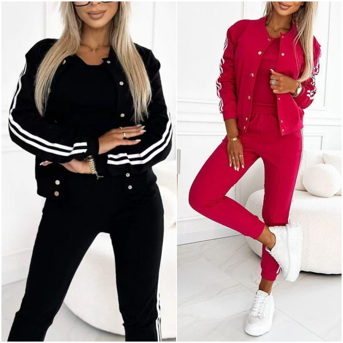 Bästsäljare🔥 👚 3-delat basebollset – ledig streetstyle för kvinnor