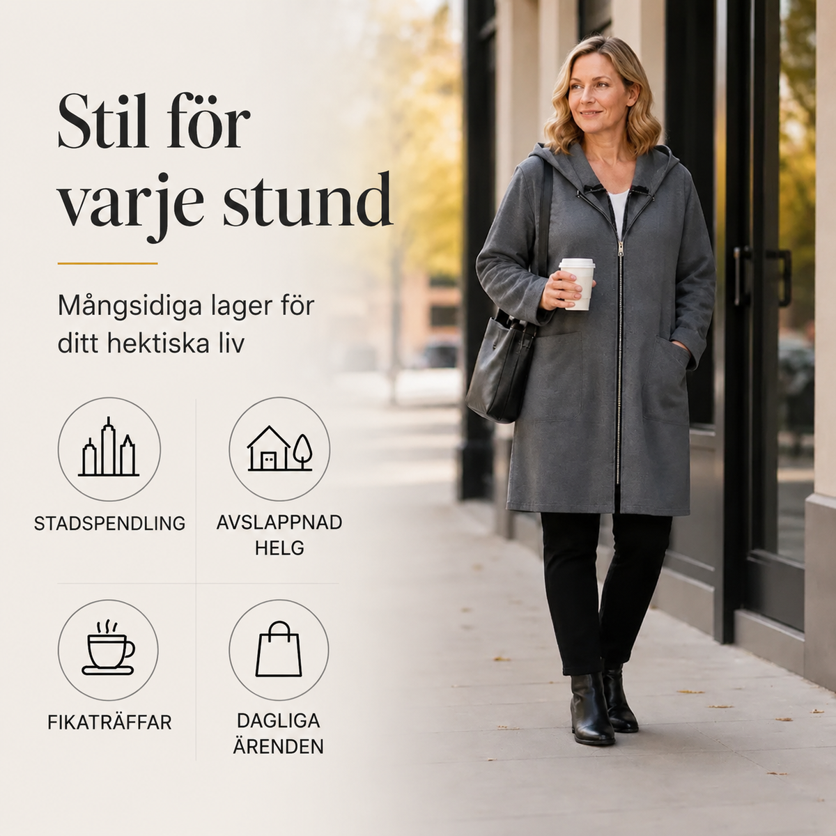 🍂Höstspecial – Endast denna vecka!|Damernas Mysiga Medellånga Huvjacka – Elegant Vardagsjacka för Höst