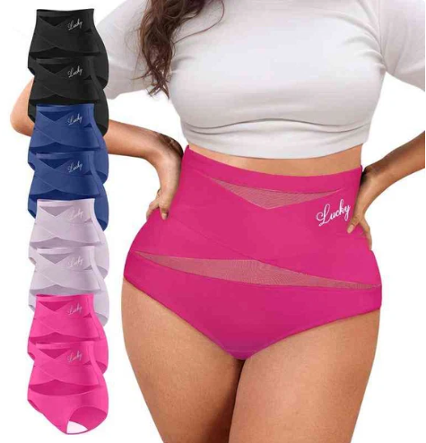 🌸 Sista dagen – Köp 2, få 1 förpackningar ✨ Plus-size högmidjade trosa med korsande magkontroll