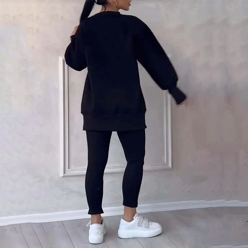 👚 Avslappnat Set med Sweatshirt och Leggings för Kvinnor - Mjukt och Andas Material för Vardag och Träning 🏃‍♀️💫