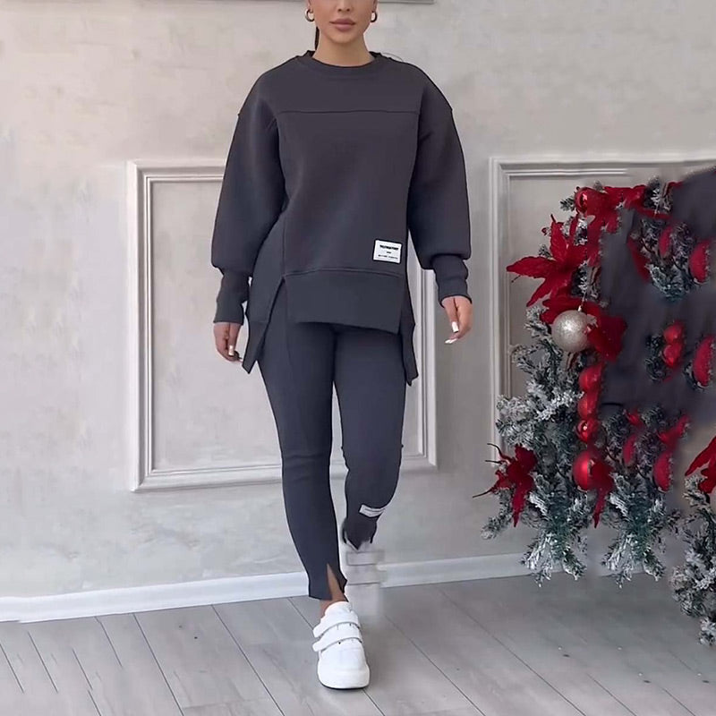 👚 Avslappnat Set med Sweatshirt och Leggings för Kvinnor - Mjukt och Andas Material för Vardag och Träning 🏃‍♀️💫