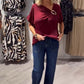Women's Stylish Asymmetric Neckline Short Sleeve Top