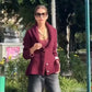 Women's Deep-Neck Front-Button Knit Sweater