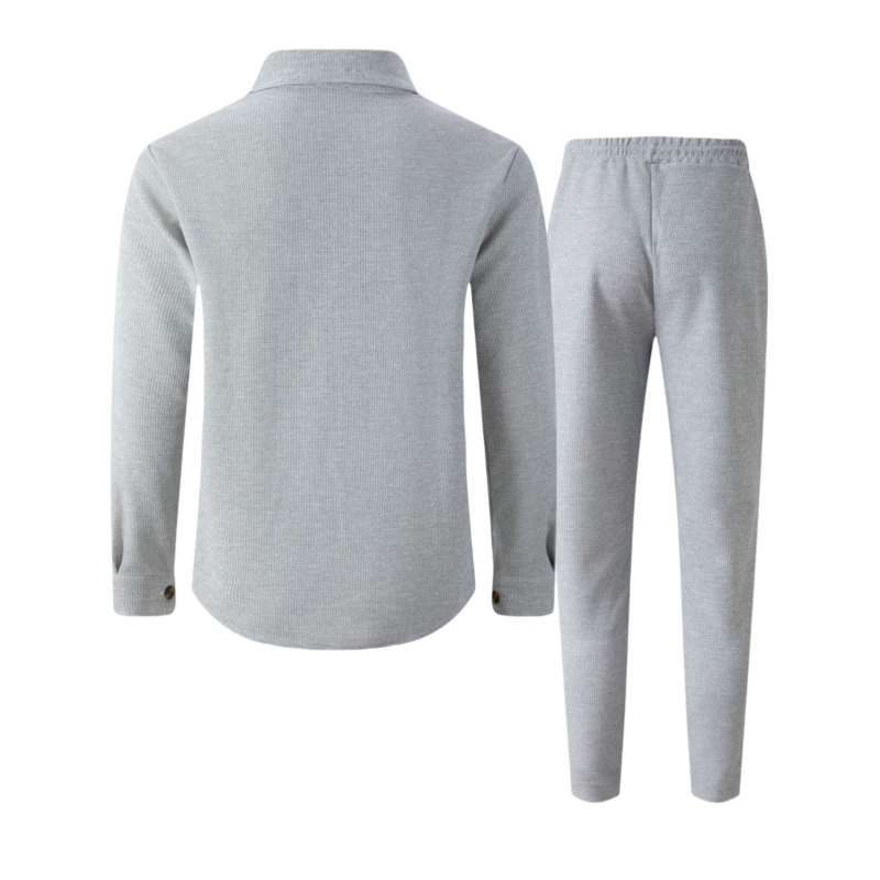 🧥 👖 | Herr Våffelmönster Set – Jacka & Byxor med Knappar