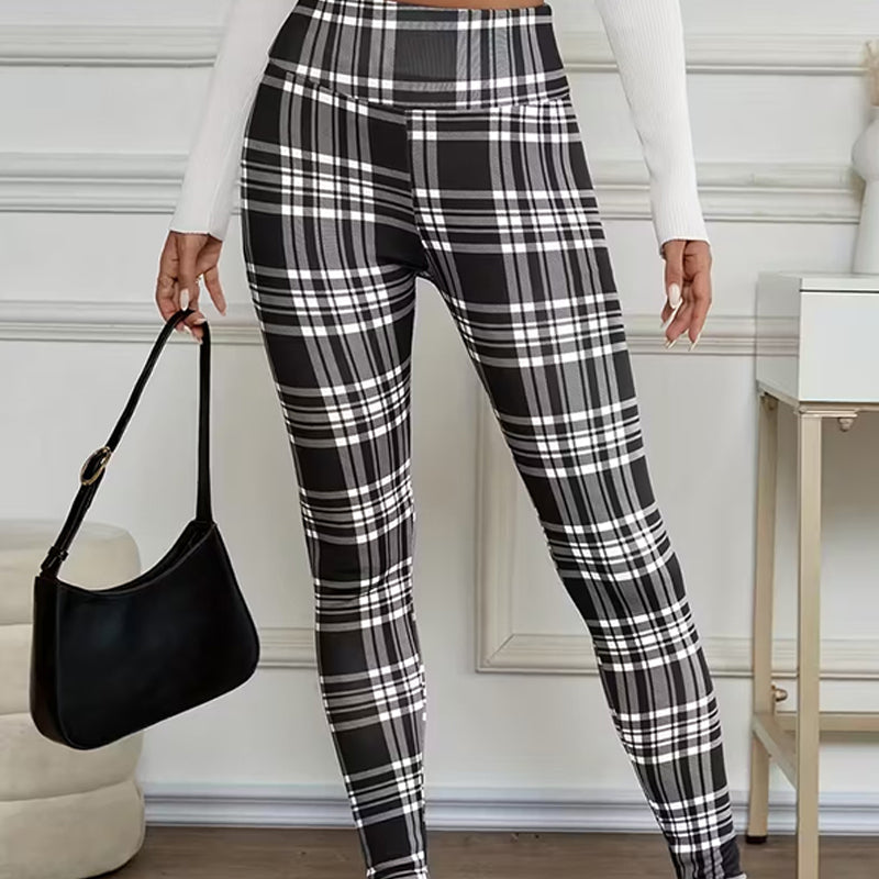 Rutiga leggings för damer – mjuka, stretchiga och snygga vinterplagg 🧣