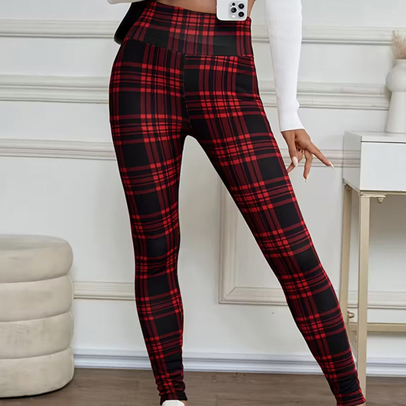 Rutiga leggings för damer – mjuka, stretchiga och snygga vinterplagg 🧣