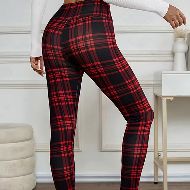 Rutiga leggings för damer – mjuka, stretchiga och snygga vinterplagg 🧣