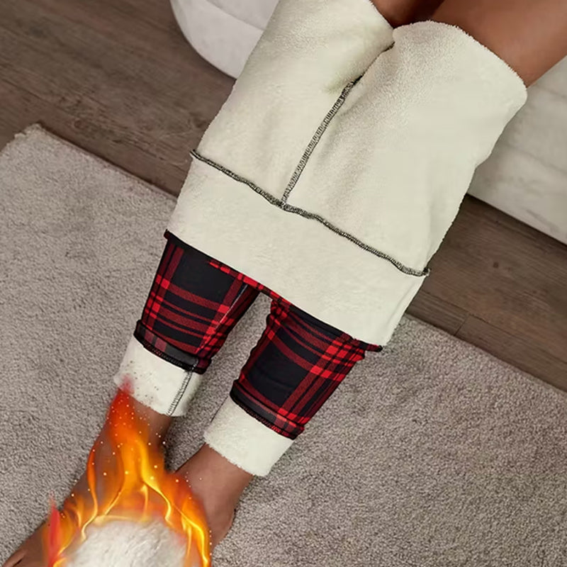 Rutiga leggings för damer – mjuka, stretchiga och snygga vinterplagg 🧣
