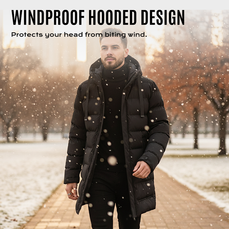✈️Fri frakt🔈🔈Vinternyttiga produkter - 50% RABATT❄️Medellång dunjacka med huva för män