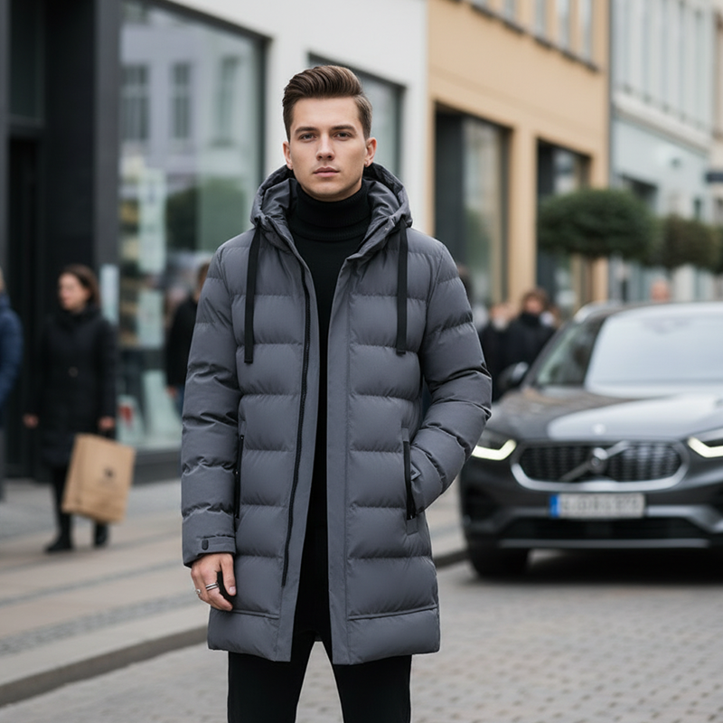 ✈️Fri frakt🔈🔈Vinternyttiga produkter - 50% RABATT❄️Medellång dunjacka med huva för män