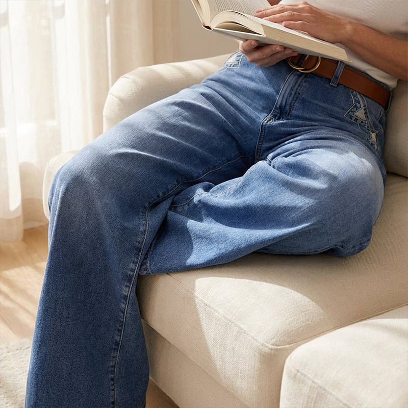 ⏳Begränsad tid 50% rabatt⏰Kvinnors vintage högmidjade breda jeans👖