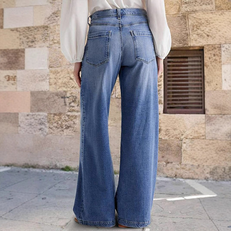 ⏳Begränsad tid 50% rabatt⏰Kvinnors vintage högmidjade breda jeans👖