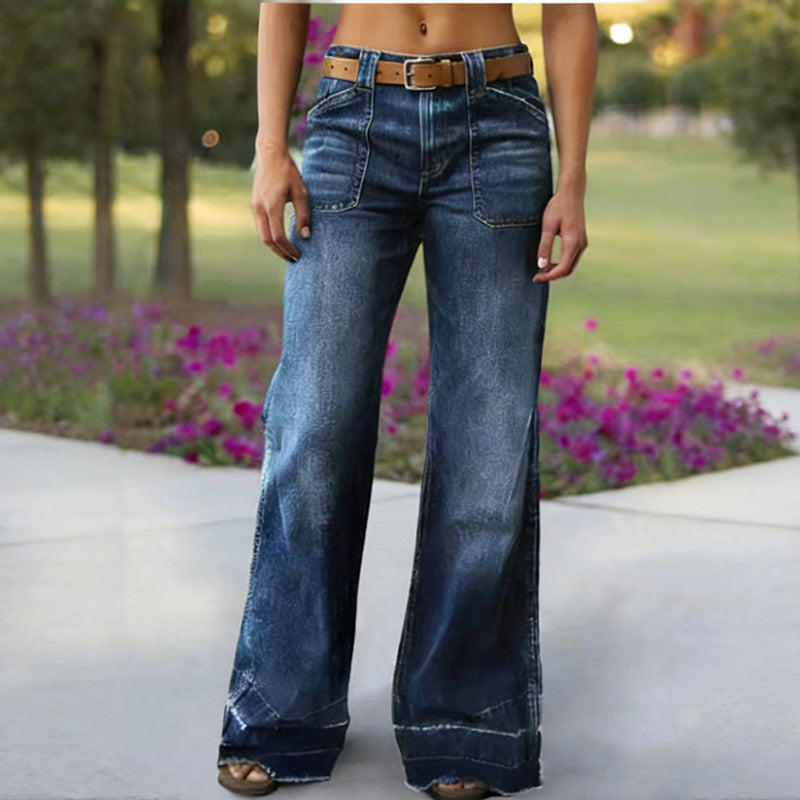 🎁Nya Tillskott 2026 – 👖50% Rabatt💥Retro Flare Jeans för Kvinnor med Fickor
