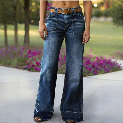 🎁Nya Tillskott 2026 – 👖50% Rabatt💥Retro Flare Jeans för Kvinnor med Fickor