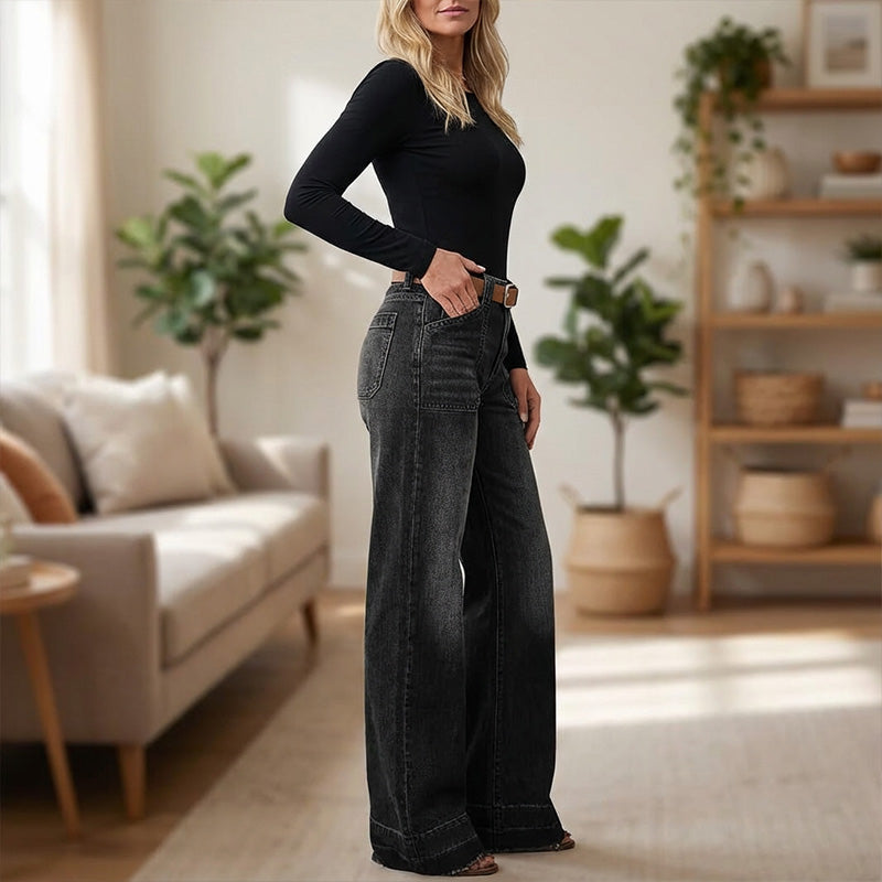 🎁Nya Tillskott 2026 – 👖50% Rabatt💥Retro Flare Jeans för Kvinnor med Fickor
