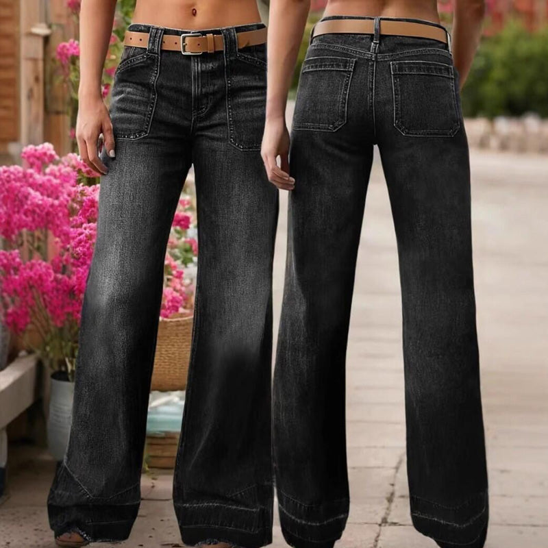 🎁Nya Tillskott 2026 – 👖50% Rabatt💥Retro Flare Jeans för Kvinnor med Fickor