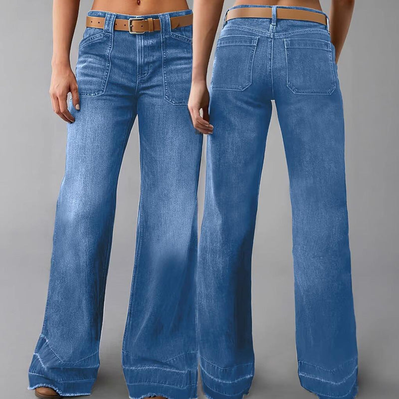 🎁Nya Tillskott 2026 – 👖50% Rabatt💥Retro Flare Jeans för Kvinnor med Fickor