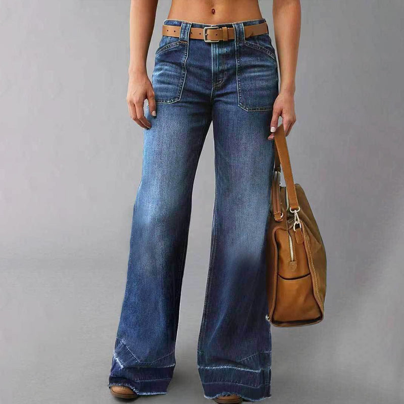 🎁Nya Tillskott 2026 – 👖50% Rabatt💥Retro Flare Jeans för Kvinnor med Fickor