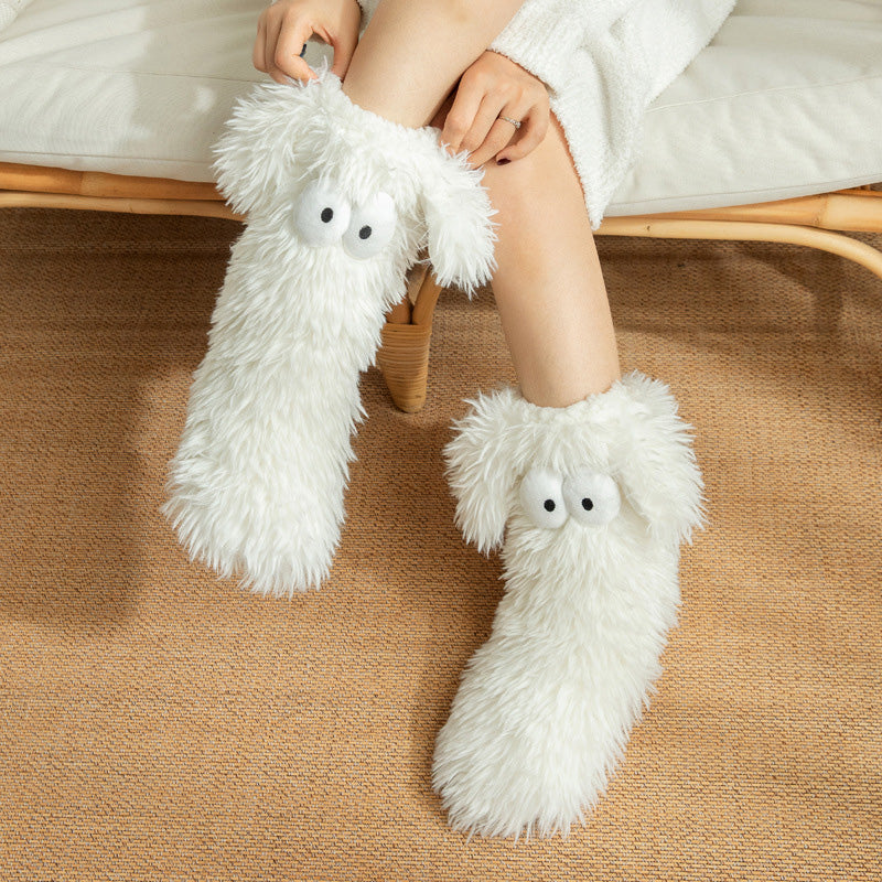 🧦💥Dam plysch‑toffelstrumpor – Tjock fleecefodrade halkfria golvstrumpor, perfekta för hemmabruk på vintern ✨