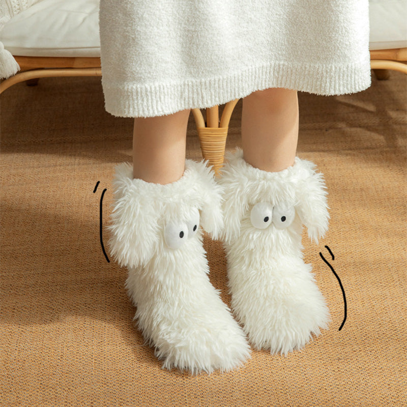 🧦💥Dam plysch‑toffelstrumpor – Tjock fleecefodrade halkfria golvstrumpor, perfekta för hemmabruk på vintern ✨
